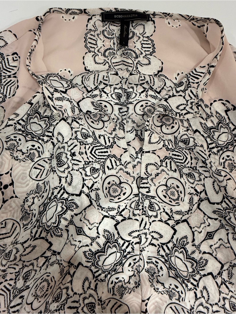 BCBGMaxazaria Olivia Light Pink Floral Lace-Print Long Sleeve Maxi Dress - Picture 6 of 7